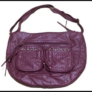 Maroon Imitation Leather Shoulder Bag